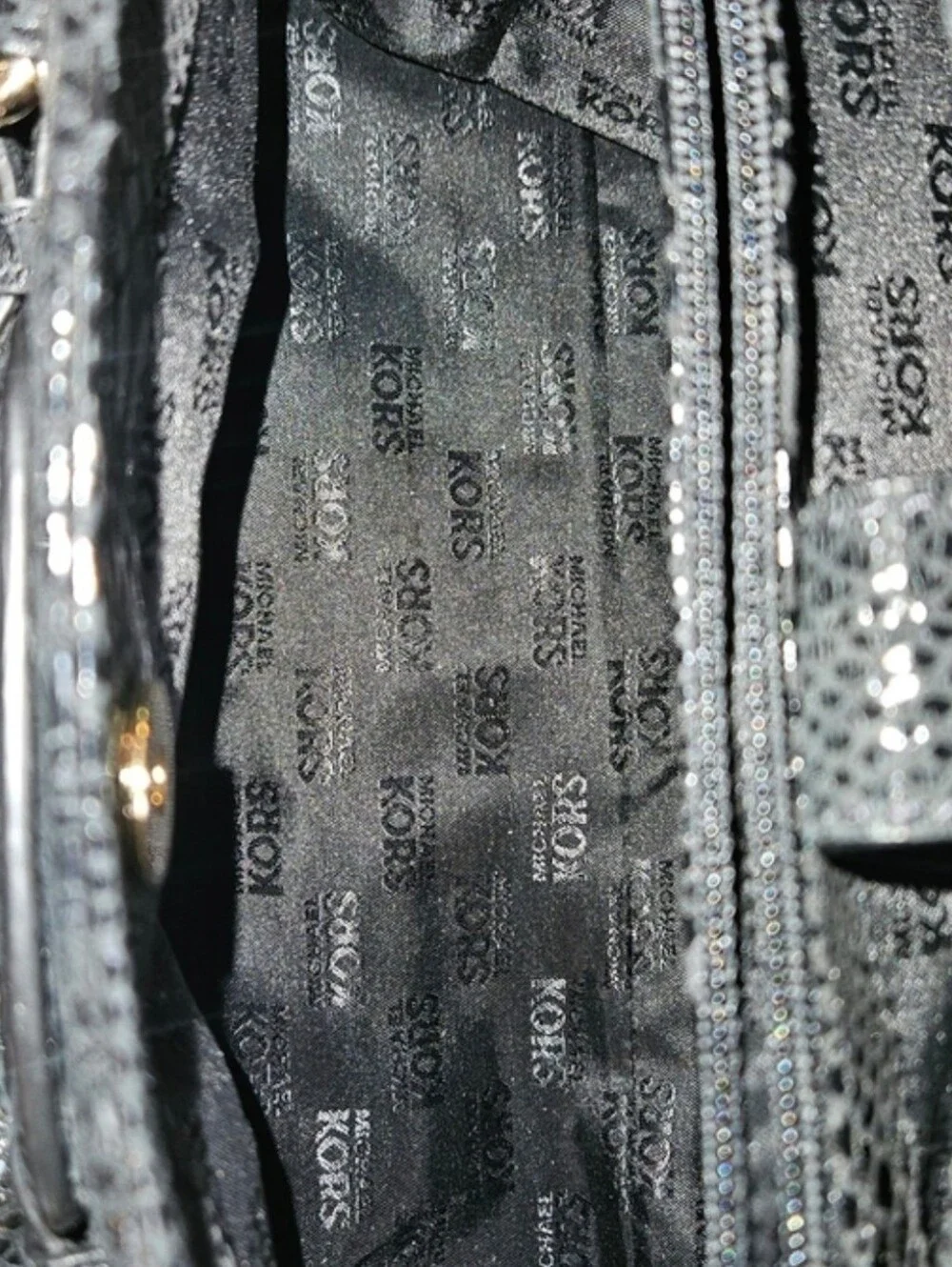 Michael Kors Black Patent Snake-Embossed Satchel with Gold Hardware - Picture 7 of 13